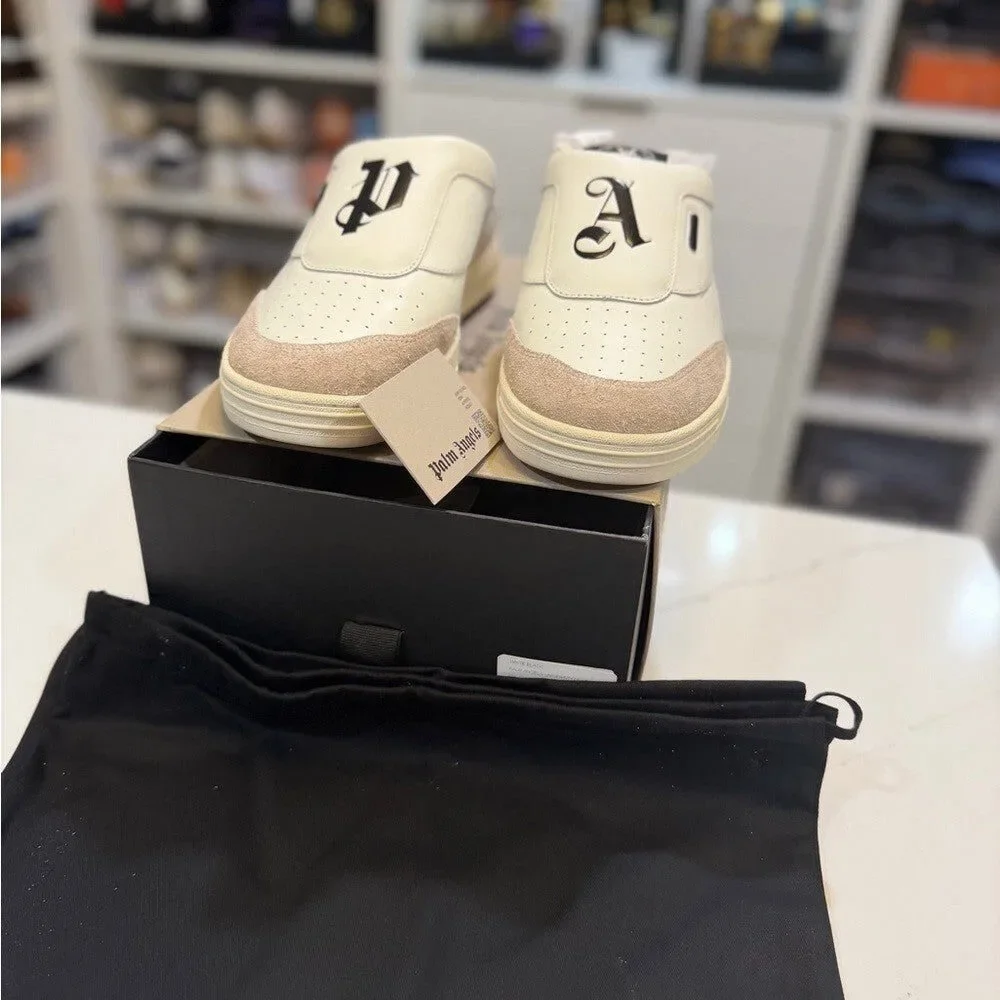 Palm Angels White and Tan Men's mule sneakers